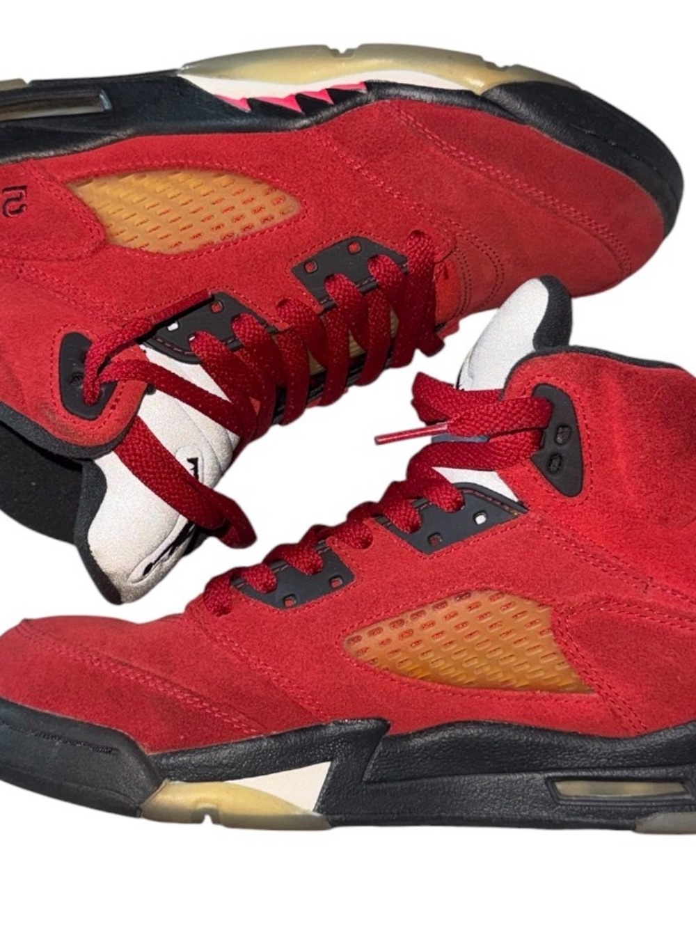 Nike Red Suede Mid-Top Sneakers with Black Accents